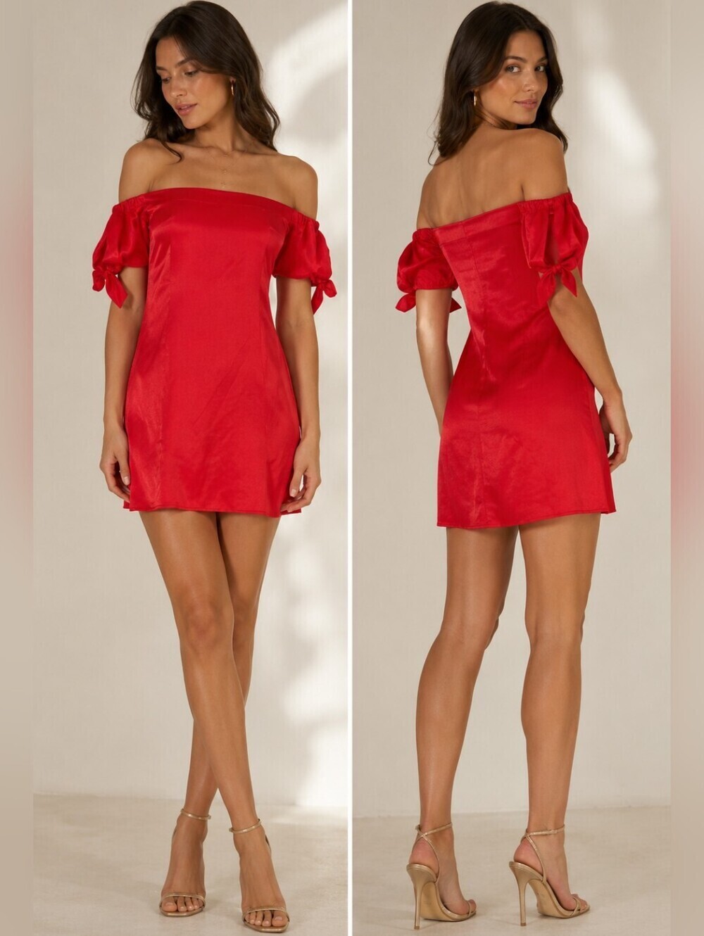 100% Silk AMANDA UPRICHARD Desiree Off The Shoulder Mini Dress. Candy Red. SM
